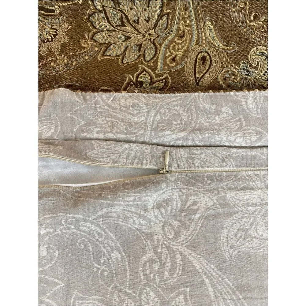 Croscill Gold and Brown Damask Decorative Pillow Cover